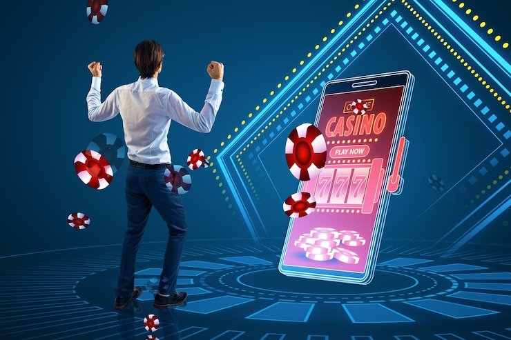 Pengguna memasang taruhan kasino langsung melalui perangkat mobile dengan tampilan interaktif